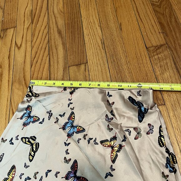 CAMI NYC Aviva Butterfly-Print Silk Charmeuse Mini Skirt In Beige Size Small - Picture 8 of 8